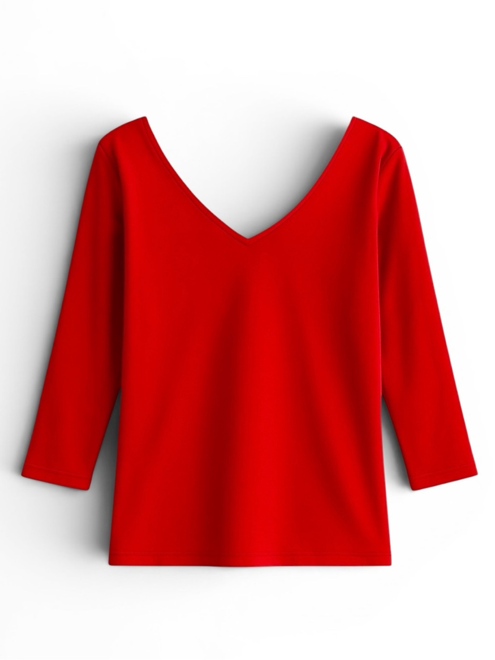 Casual Living  V-Neck Top 3/4 Sleeve Cotton Shirt Resortwear Summer Orange M